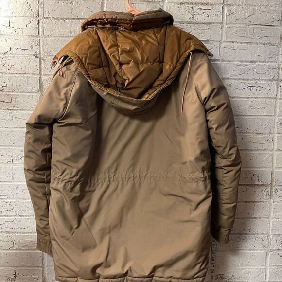 Vintage! Tan Heavy Winter barn Coat Removable Hood Size Med/Large - Picture 8 of 12